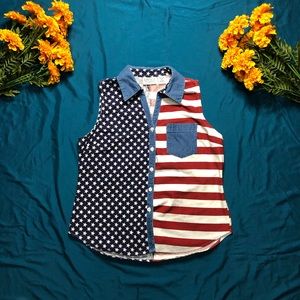 Quizz again USA’s flag  jean woman top